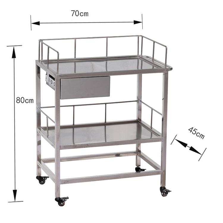 Troli Instrumen Bedah Hewan Stainless Steel PLST-01